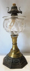 Union Glass Lomax Öllampe Auslaufschutz Glas Messing & Gusseisen Mandel Daumenabdruck - Bild 1 von 20