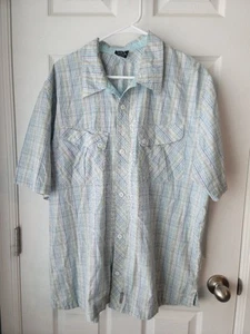 Mens Air Jordan Short Sleeve Collared Checkered Button-up Shirt W/Pockets SZ XL - Picture 1 of 9