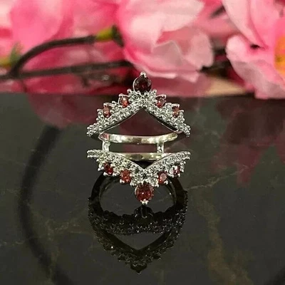 2Ct Round Cut Ruby Enhancer Wrap Ring For Women's 14K White Gold Plated - Image 1 of 4
