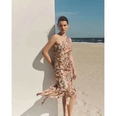 NUEVO CON ETIQUETAS VESTIDO CLUB MONACO UN HOMBRO BRILLANTE TALLA 6 Foto 1 de 4