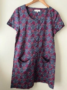 Seasalt Dress Size 10 Navy Floral Short Sleeve Cotton Tunic Casual - Picture 1 of 9