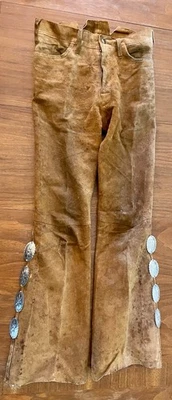 Vintage Bushwhacker Western Suede Pants Mens 30” Cowboy Conchos Rancher USA** - Image 1 of 4