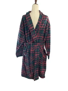 Vintage LL Bean kariert Flanell Morgenmantel Gürtel Herren Medium Bauernhaus rot grün 90er USA - Bild 1 von 8