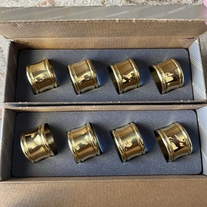 BALDWIN BRASS Set of 8 Napkin Rings Dover #7535 Polished Brass In Boxes - Picture 1 of 3
