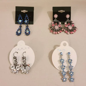 Vintage Crystal Rhinestone Chandalier Dangle Drop Earrings Lot - 4 Pairs NEW - Picture 1 of 5