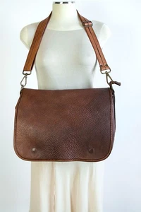 Vintage "BAYSIDE" Borsa Grande Lavoro Studio Tracolla Vera Pelle Marrone  Italy - Foto 1 di 19