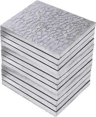 Premium Engraved Table Coaster-12-Piece 4 X 4 X 0.3 - Inch, Black/Silver  - Image 1 of 4
