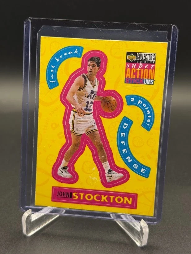1996-97 Upper Deck Collector's Choice Super Action Stick Ums John Stockton S27 - Image 1 of 2