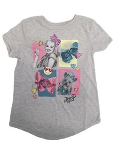 Jojo Siwa Girls Gray Short Sleeve Emoji Dog & Bow T-Shirt Tee Shirt - Picture 1 of 1