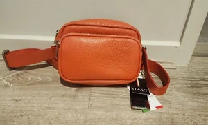 Orange Genuine Leather Travel Bum Belt Bag - Picture 1 of 4