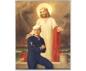 Jesús con Cámaras de Marinero Estampado Decoración Católica 8 x 10 - Imagen 1 de 1