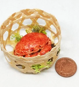 Maison de Poupées Grand Canadien Crabe en Un Bambou Pot Accessoire 1:12 Échelle - Foto 1 di 7