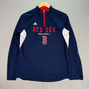 Boston Red Sox Quarter Zip Youth Large Blue Long Sleeve Adidas Baseball MLB - Picture 1 of 11