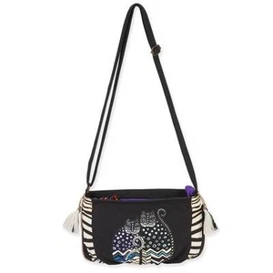 Polka Dot Gatos Laurel Burch Small Canvas Cross-Body Tote Bag - Picture 1 of 2