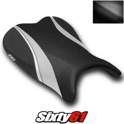 Cubierta de asiento delantera plateada negra Luimoto fibra de carbono Suzuki GSXR 600 750 2006 2007 Foto 1 de 2