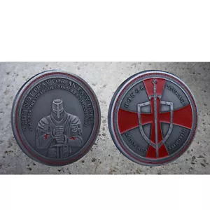 Kreuzfahrer Schwert und Schild Leben Creed Token Ritter Templerkreuz Herausforderungsmünze - Bild 1 von 9