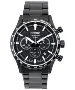 Seiko Mens Chronograph Black Dial Stainless Steel 100ATM Watch SSB415 Like NEW - Picture 1 of 2