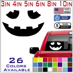 Pumpkin Face Vinyl Decal - Halloween Creepy Smile Scary - Die Cut Sticker (S14) - Picture 1 of 8