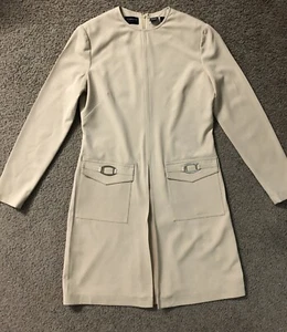 Liz Claiborne Dress 8🌹Stretchy Sheath Officially Beige with Pockets Zipped - Picture 1 of 11