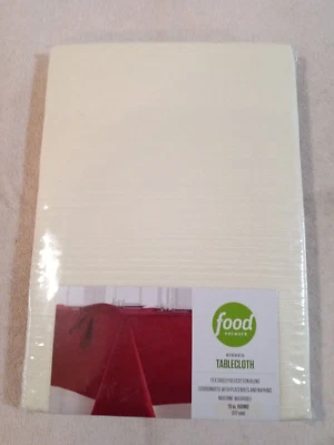 Food Network 70" round IVORY solid color ribbed fabric tablecloth NIP - Image 1 of 3