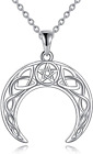 Celtic Moon Necklace for Women 925 Sterling Silver Wiccan Jewelry for Women Cros