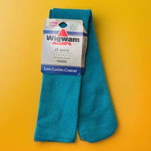 VTG Socks Wigwam NOS 90's Soccer Team Sports Turquoise Medium 9-11 Acrylic 24" - Picture 1 of 5