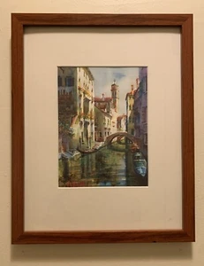 original signed watercolor painting art Venice Italy canals gondolas Cannaregio - Picture 1 of 9