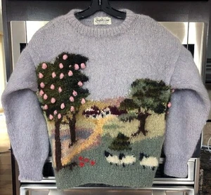 Susie Lee Hand Knitted Mohair Sweater made in England Sheep Farm M/L Vintag 80s - Picture 1 of 4