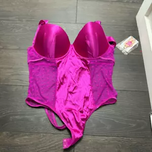 Dreamgirl Women’s 3X Hot Pink Heart Lingerie Bodysuit New - Picture 1 of 6