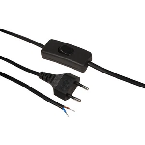 1,5m Euro Netz Leitung mit Stecker + Schalter Strom Kabel Lampenkabel lose Enden - Bild 1 von 4