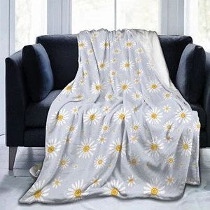 80x60" Little Daisy Flowers Fleece Soft Cozy Decorative Flannel Throw Blanket - Picture 1 of 2