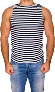 Camisa sin mangas rusa azul oscuro a rayas paracaidista Telnyashka - Imagen 1 de 8