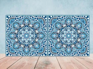 Moroccan Ceramic Tiles with Moroccan Design Set of 2 Backsplash Tiles - Picture 1 of 2