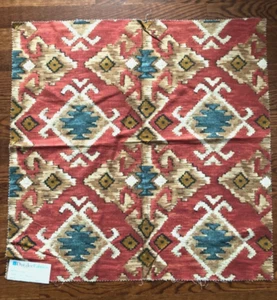 DURALEE Southwest Style in Red/Jade 26" Cotton Fabric Sample - Picture 1 of 3