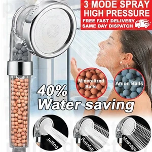 SOFFIONE DOCCIA 3 MODALITÀ ALTA PRESSIONE TURBO 40% RISPARMIO IDRICO BAGNO IONICO 3 FILTRI - Foto 1 di 5