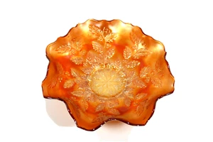 Vintage Fenton Carnival Marigold "Holly Berry" Ruffled Vegetable Candy Dish - Picture 1 of 6