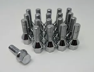 Set of 20 Lug Bolts 14x1.5 Chrome Conical Cone Stud Bolt 28mm Shank - Picture 1 of 3