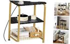  Black and Gold Side Table with Charging Station and USB Ports,3 1 Black Usb