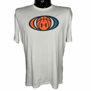 UNDER ARMOUR Shirt Mens Basketball Large White Tee Workout Moisture Wicking Gym - Picture 1 of 8