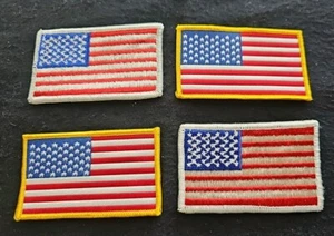 4 USA ☆ AMERICAN FLAG s EMBROIDERED PATCH IRON-ON SEW-ON GOLD & WHITE BORDERS - Picture 1 of 8