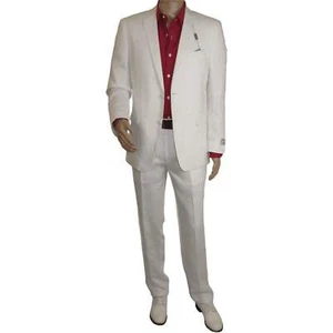 Adolfo Hombre Traje de Lino Traje de Verano Transpirable y Cómodo C500 Blanco - Imagen 1 de 17
