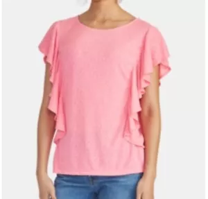 Top arricciato al neon fenicottero Rachel Roy taglia XXL - Foto 1 di 8