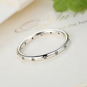 2 mm Damen 925 Sterlingsilber Ring Ewigkeit Braut Kubik Zirkon Verlobungsband - Bild 1 von 20
