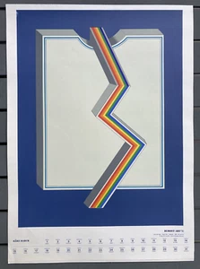 Litografía en color vintage impresión arte pop geométrico Dumont Art 1971 calendario marzo - Imagen 1 de 9