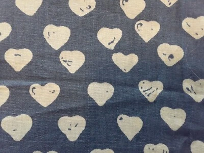 Hoffman California Country Blocks Cotton Fabric Cornflower Blue w White Hearts - Image 1 of 4