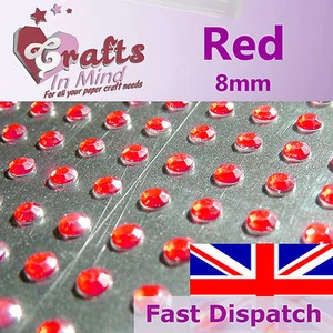 56 x 8mm Red Quality Rhinestone Diamante Gems Diamonte 4 Greeting Card Crafts - Picture 1 of 1