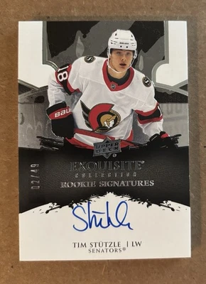 Tim Stutzle 2020-2021 Exquisite Collection Rookie Signatures /49 RC Auto Ottawa - Image 1 of 2