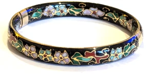 Antique/Vintage chinese enamelled cloisonee hinged bangle 30.5 gms - Picture 1 of 13