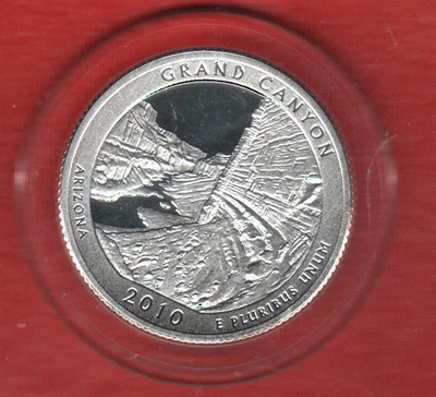 90% SILVER  2010 S SILVER GEM PROOF GRAND CANYON ATB QUARTER - Image 1 of 4
