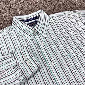 Camisa George Strait Wrangler Corte Vaquero Colección Rayas Abotonada Aqua - Imagen 1 de 7